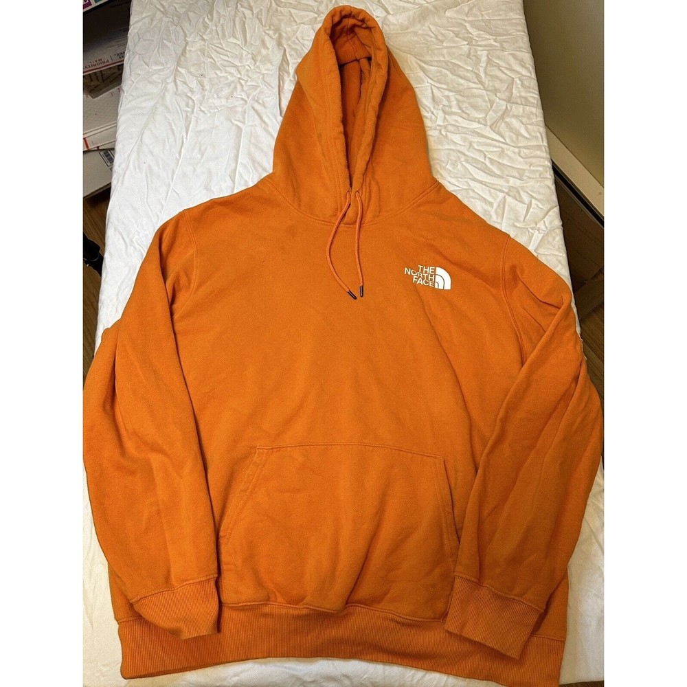 THE NORTH FACE Hoodie Sweatshirt Men's 2XL Orange Pullover Cotton/Polyester Logo